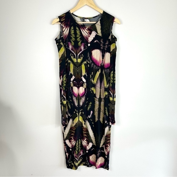 Y2K RARE Vintage Jean Paul Gaultier Soleil Fuzzi Butterfly Mid Length Dress XL - Picture 2 of 7